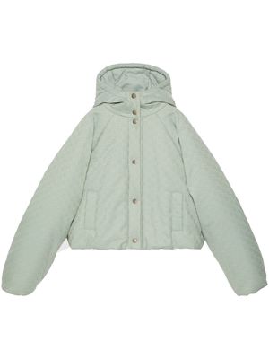 Gucci GG Supreme cropped hooded jacket - Blue