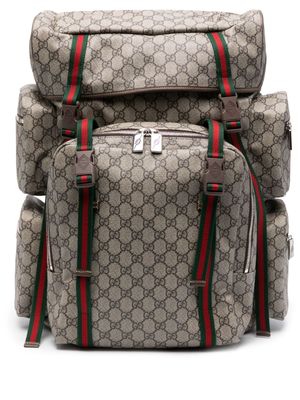 Gucci GG Supreme leather-trim backpack - Neutrals