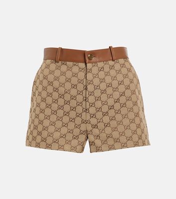 Gucci GG Supreme leather-trimmed shorts