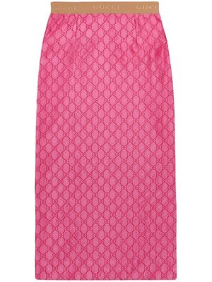 Gucci GG Supreme silk midi skirt - Pink