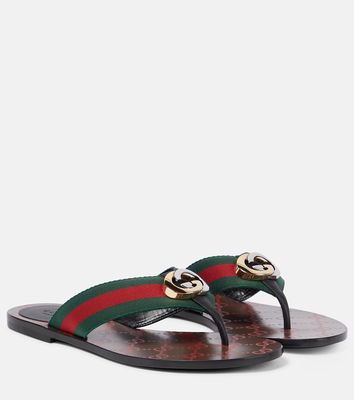 Gucci GG Web leather thong sandals