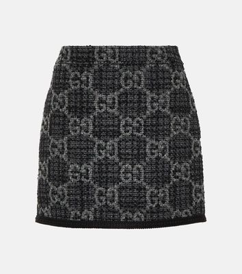 Gucci GG wool and cotton tweed miniskirt