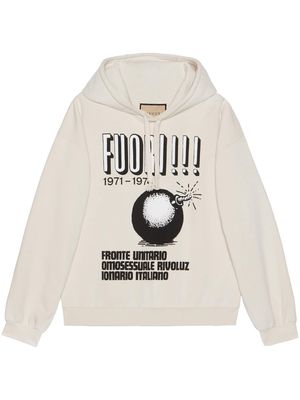 Gucci graphic-print cotton hoodie - White
