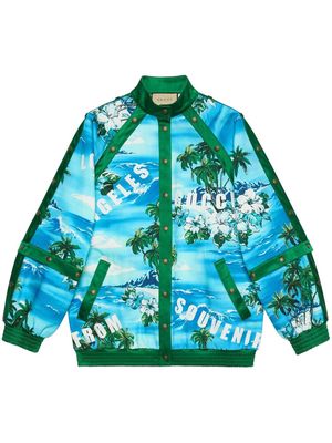 Gucci graphic-print cotton jacket - Blue
