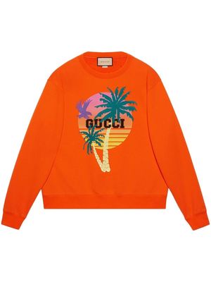 Gucci graphic-print cotton sweatshirt - Orange