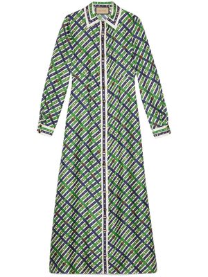 Gucci graphic-print silk midi dress - Green