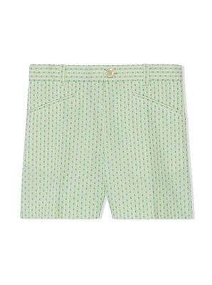 Gucci Green Intarsia Knit Shorts In Cotton Boy