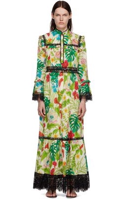 Gucci Green Tropical Floral Maxi Dress