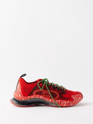 Gucci - Gucci Run Technical-knit Runner Trainers - Mens - Red Multi