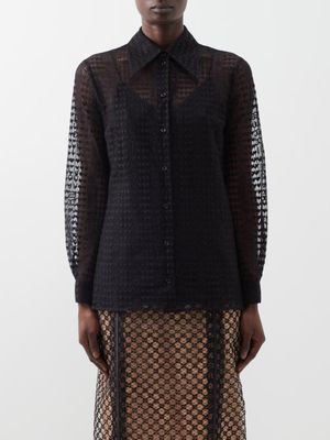 Gucci - Heart-embroidered Lace Shirt - Womens - Black