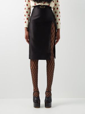 Gucci - High-slit Duchesse Silk-satin Skirt - Womens - Black