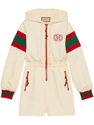 Gucci hooded jersey zip jumpsuit - Neutrals