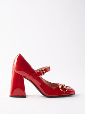 Gucci - Horsebit 75 Leather Mary Jane Pumps - Womens - Red