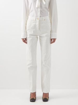 Gucci - Horsebit-chain Straight-leg Jeans - Womens - White