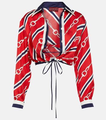 Gucci Horsebit cropped silk twill shirt