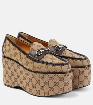 Gucci Horsebit GG canvas platform loafers