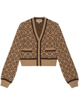 Gucci horsebit intarsia-knit cardigan - Neutrals