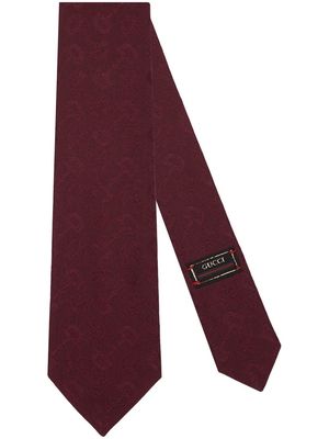 Gucci Horsebit-jaqcuard pointed tie - Red