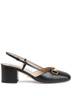 Gucci Horsebit leather slingback pumps - Black