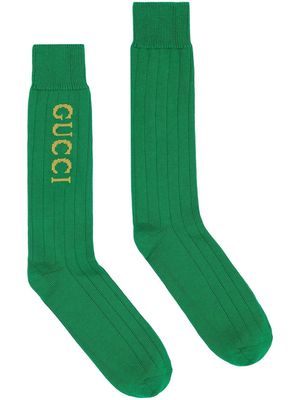 Gucci intarsia-knit logo socks - Green