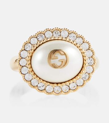 Gucci Interlocking G crystal-embellished ring