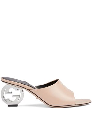 Gucci Interlocking G-heel leather mules - Pink