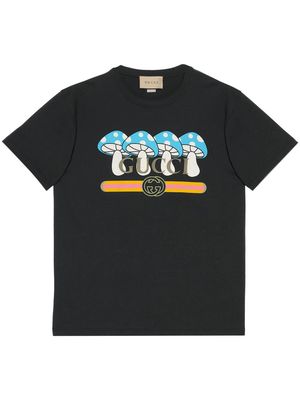 Gucci Interlocking G-logo mushroom-print T-shirt - Black