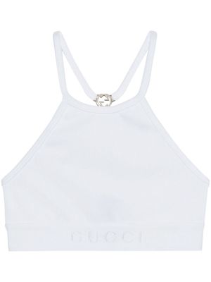 Gucci Interlocking G ribbed cropped top - White