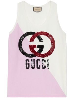 Gucci Interlocking G sequin-embellished tank top - White