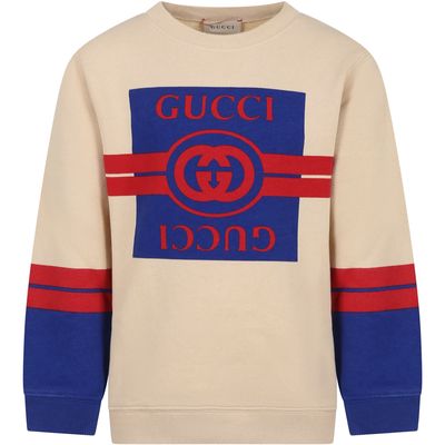 Gucci Ivory Sweatshirt For Boy With Logo