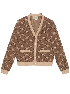 Gucci jacquard knit cardigan - Brown