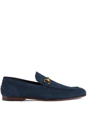 Gucci Jordaan Horsebit-detail suede loafers - Blue