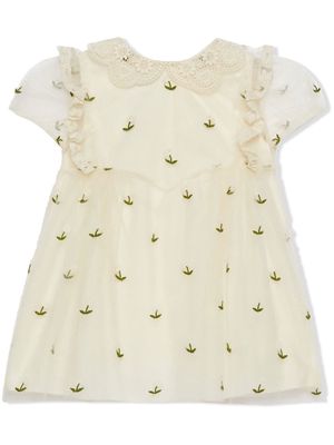 Gucci Kids all-over floral embroidered dress - White