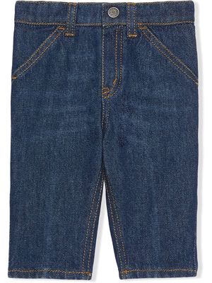 Gucci Kids animal-embroidered jeans - Blue