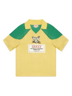 Gucci Kids appliqué-detail polo shirt - Yellow