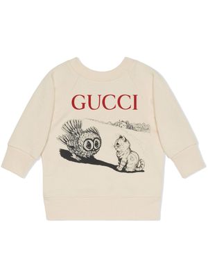 Gucci Kids Baby Cat-print sweatshirt - Neutrals