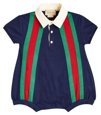 Gucci Kids Baby Web Stripe cotton jersey playsuit