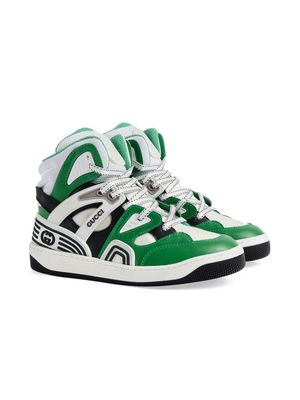 Gucci Kids Basket high-top sneakers - Green