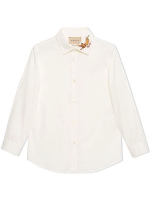 Gucci Kids cat logo-embroidered shirt - White