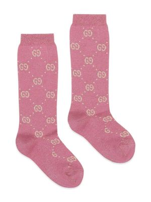 Gucci Kids Children's cotton GG lamé socks - Pink