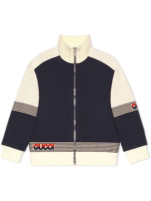 Gucci Kids colour-block zip-up sweatshirt - Blue