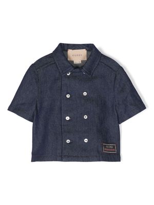 Gucci Kids double-breasted denim jacket - Blue