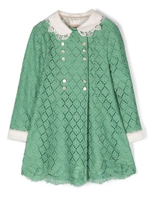 Gucci Kids double-breasted lace embroidery jacket - Green