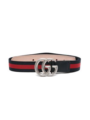 Gucci Kids Double G-buckle Web-strap belt - Blue