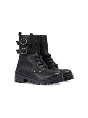 Gucci Kids Double G-embossed leather boots - Black