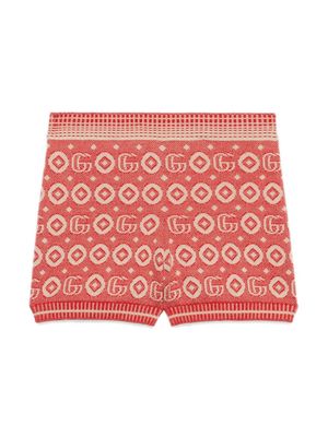 Gucci Kids Double G-intarsia cotton shorts - Red