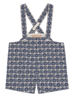 Gucci Kids Double G-jacquard cotton dungarees - Blue