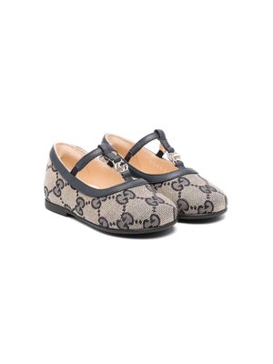 Gucci Kids Double G leather ballerina shoes - Blue