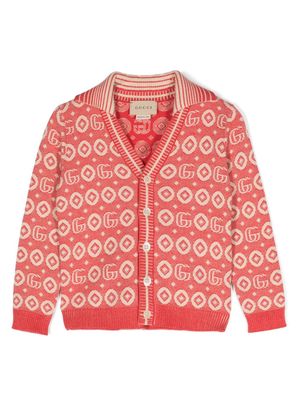 Gucci Kids Double-G-pattern ribbed cardigan - Red