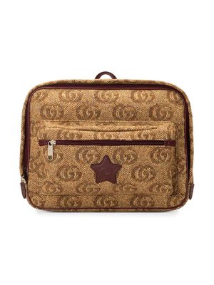 Gucci Kids Double G-print wool backpack - Brown